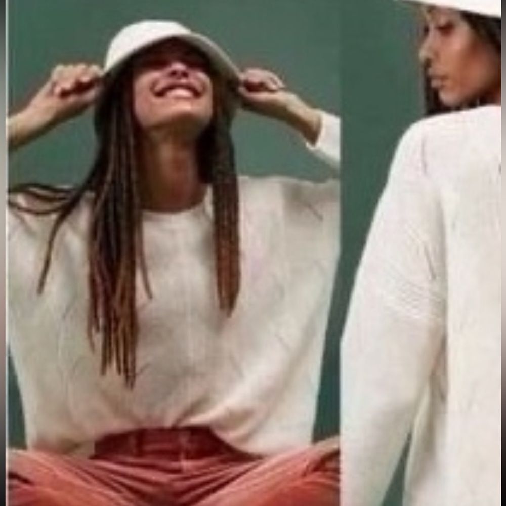 Anthropologie keely cable-knit ivory  sweater
